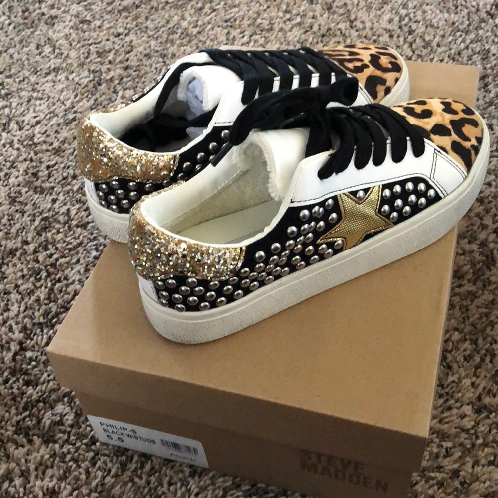 Leopard and studded Steve Madden sneakers